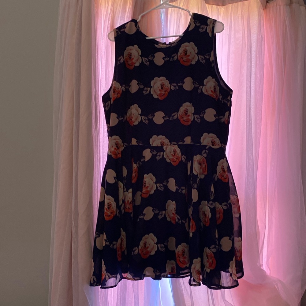 Blue floral mini dress